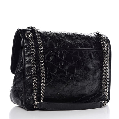 Saint Laurent Crinkled Calfskin Matelasse Monogram Medium Niki Chain Satchel Black 3 of 9