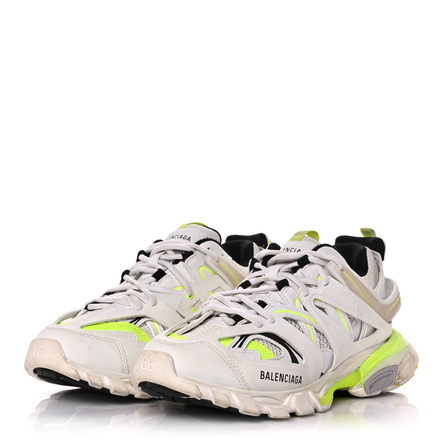 Mesh Nylon Worn Out Effect Womens Track Sneakers 41 White Fluo Yellow