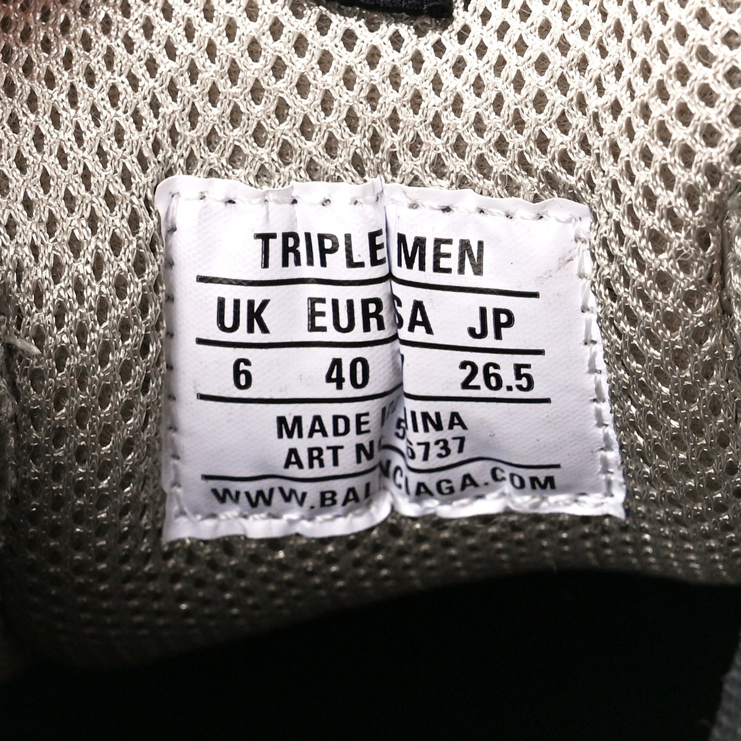 Fabric Mesh Womens Triple S Sneakers 40 Beige Black