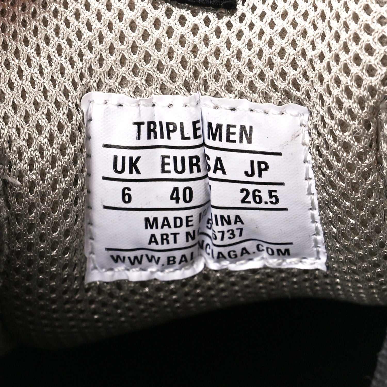 Balenciaga Fabric Mesh Womens Triple S Sneakers 40 Beige Black 8 of 9