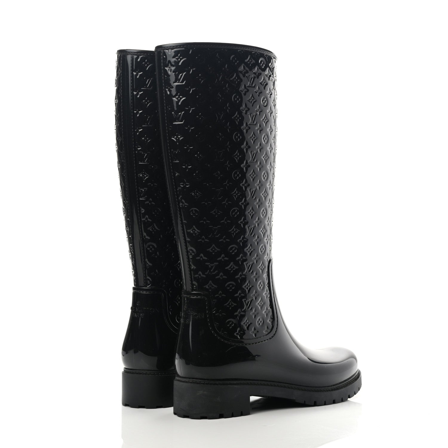 Louis Vuitton Rubber Embossed Monogram Splash Rain Boots 41 Black 4 of 10