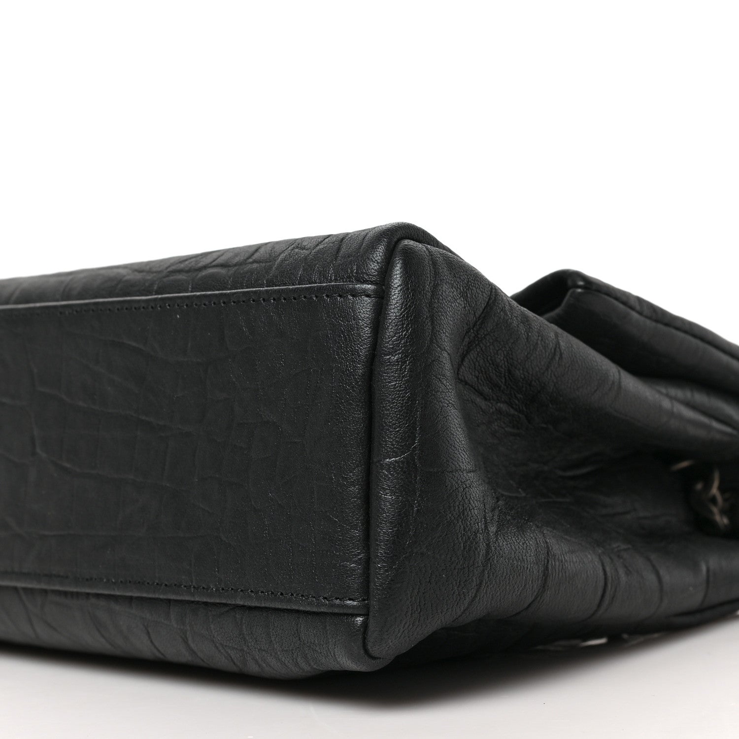Saint Laurent Crocodile Embossed Calfskin Medium West Hollywood Monogram Fold-Over Black 8 of 8