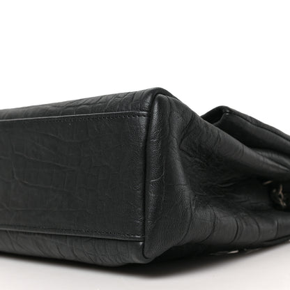 Saint Laurent Crocodile Embossed Calfskin Medium West Hollywood Monogram Fold-Over Black 8 of 8