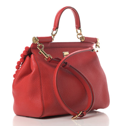 Dolce & Gabbana Calfskin Embellished Medium Miss Sicily Satchel Red 3 of 15