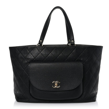 Chanel Sheepskin Caviar Quilted Large Shopping Tote Black 1 of 9