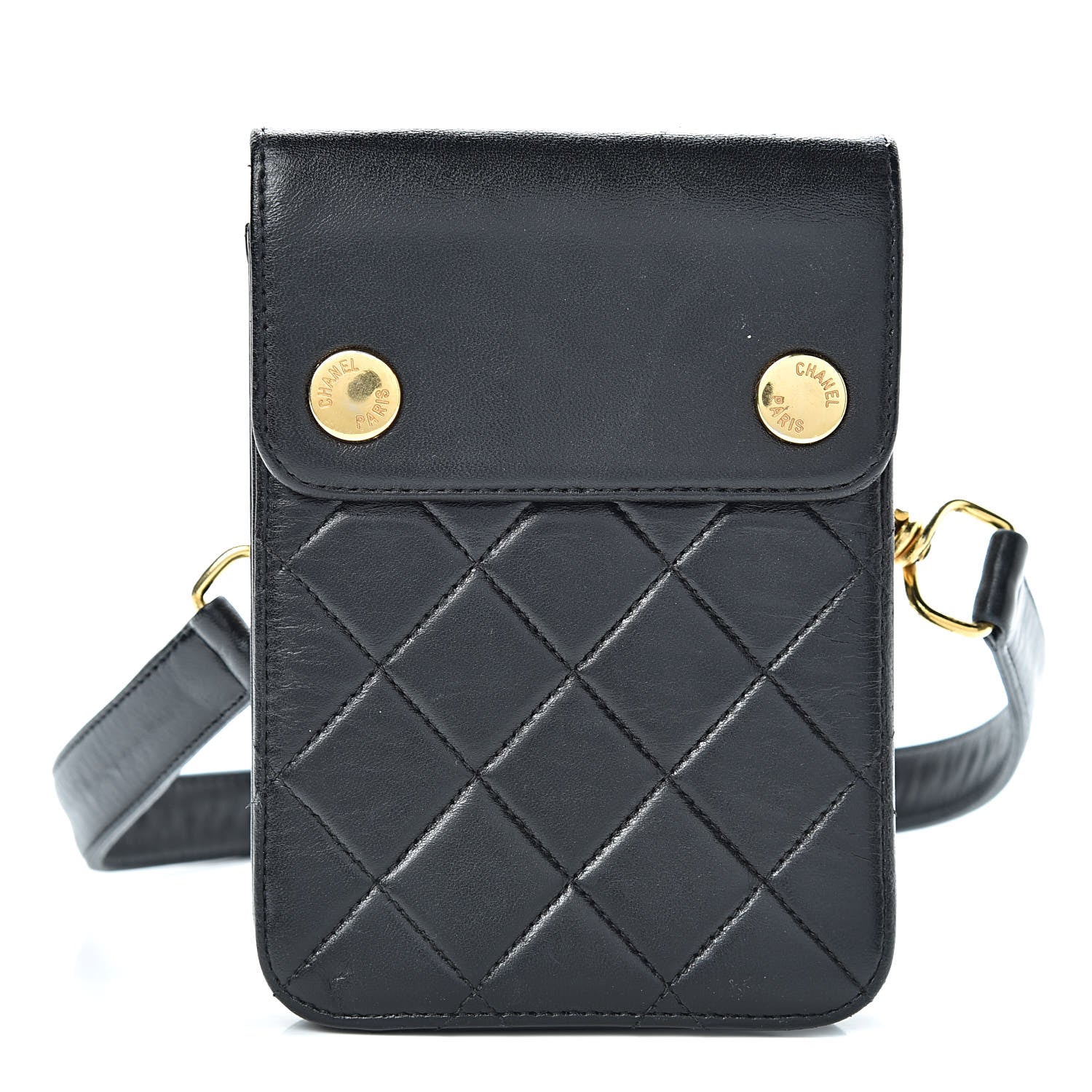 Chanel Lambskin Stitched Waist Belt Bag 70 28 Black 1 of 18