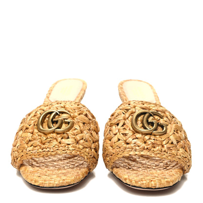 Gucci Marrakech Waving Flower GG Marmont 75mm Slide Sandals 38 Natural 2 of 9