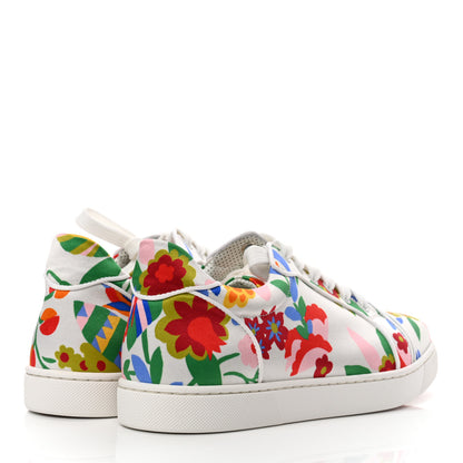 Christian Louboutin Satin Vieira Print Womens Orlato Flat Sneakers 40 White Multicolor 4 of 7