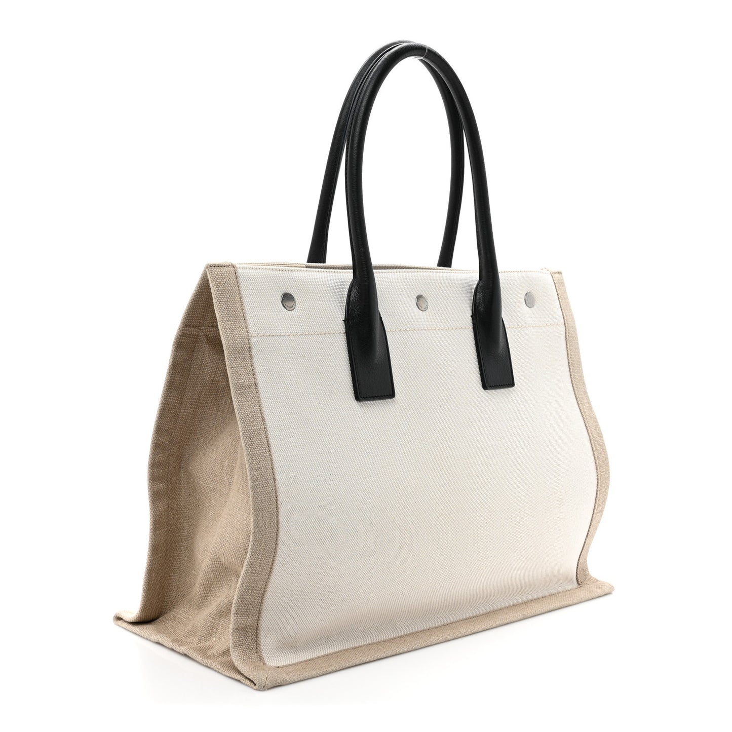 Linen Calfskin Small Rive Gauche Tote Optic White