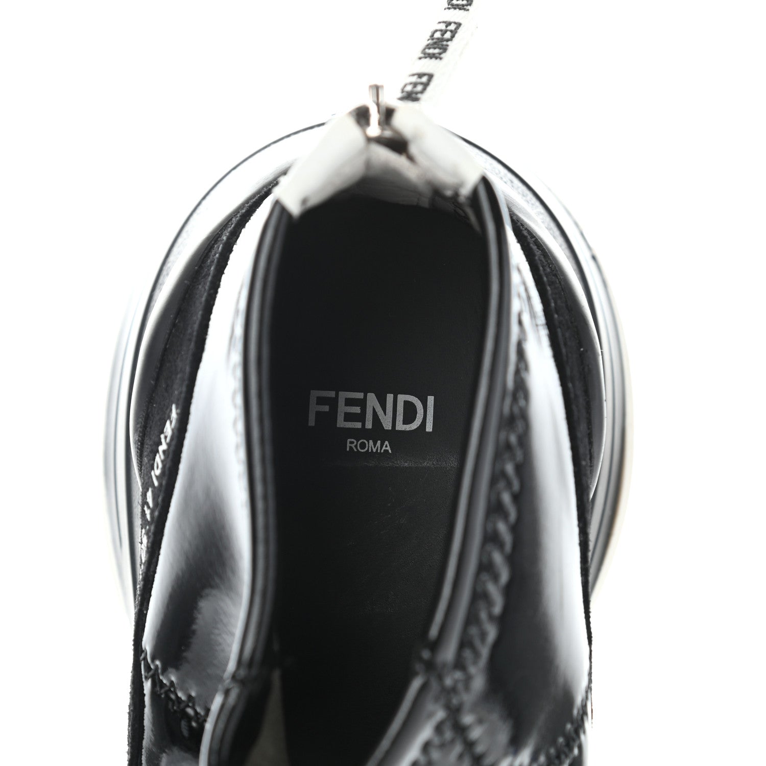 Fendi Vernice High-Tech Womens FFluid Zip Up Sneakers 38.5 Black White 6 of 13