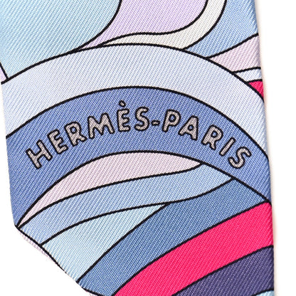 Hermes Silk Faubourg Rainbow Twilly Blue Jean Rose Vif 3 of 4