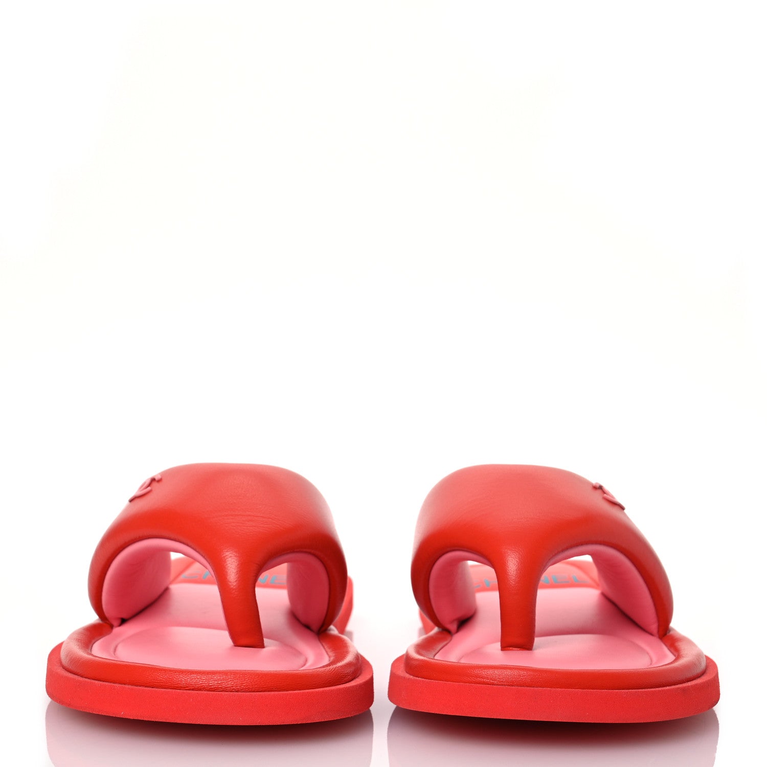 Chanel Lambskin Padded Pool Thong Sandals 40 Light Red Pink 2 of 15