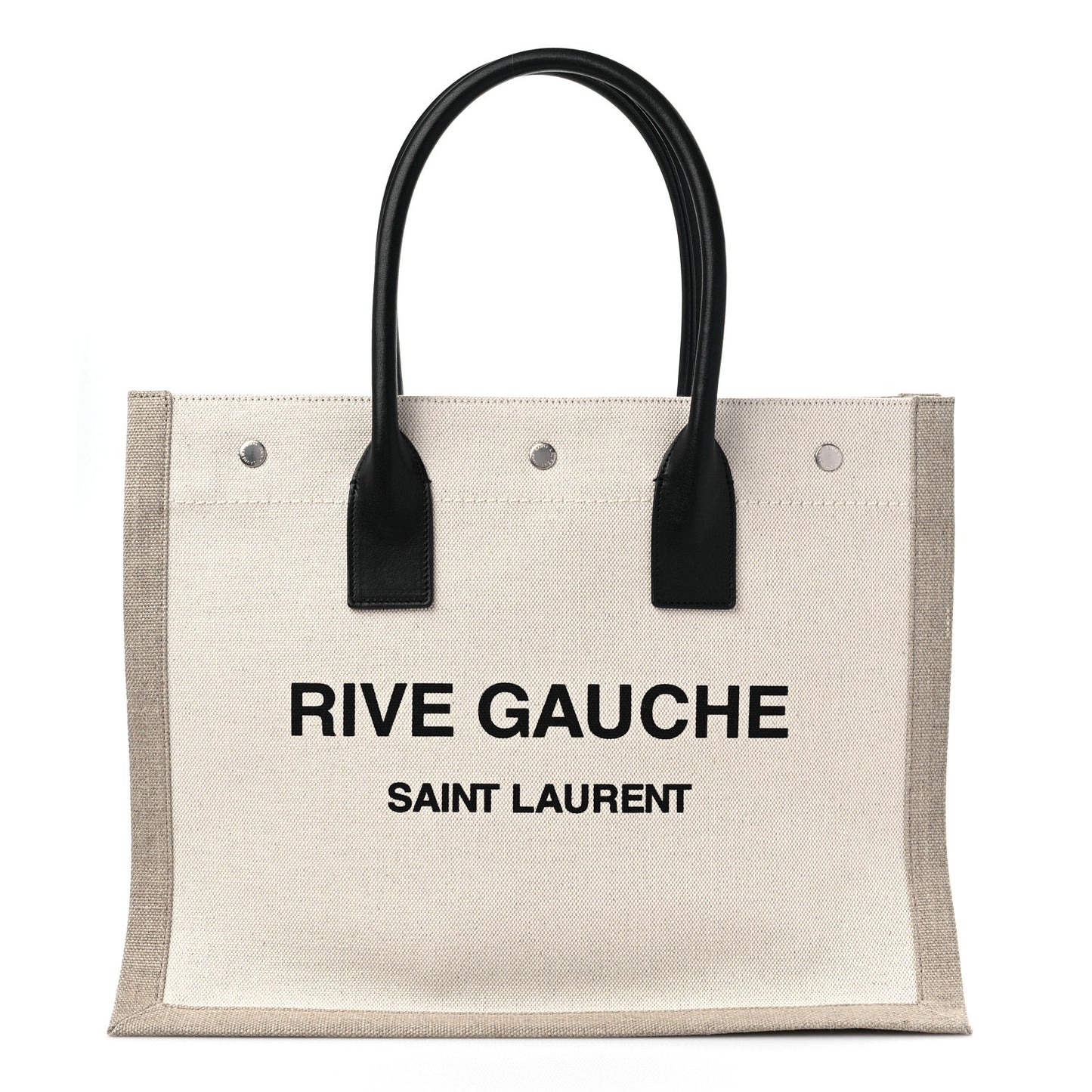 Linen Calfskin Small Rive Gauche Tote Greggio Natural