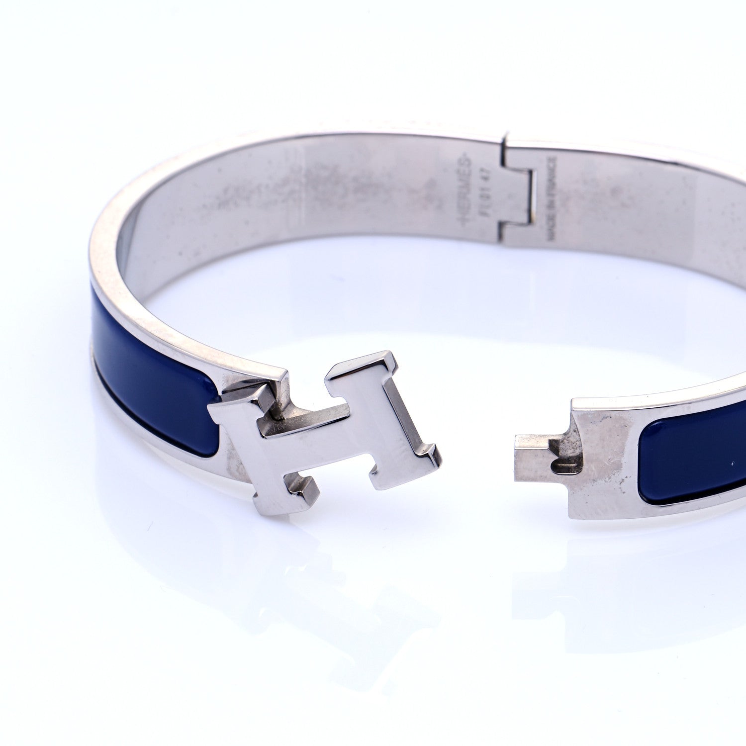 Hermes Enamel Narrow Clic Clac H Bracelet GM Indigo 5 of 8
