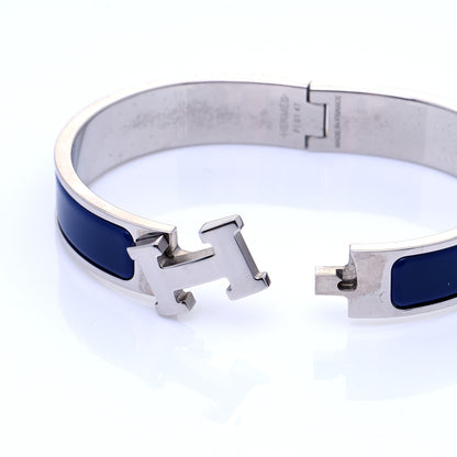 Hermes Enamel Narrow Clic Clac H Bracelet GM Indigo 5 of 8