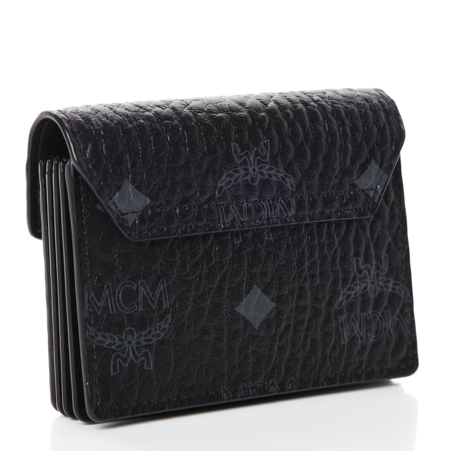 MCM Visetos Mini Accordion Card Wallet Black 3 of 6