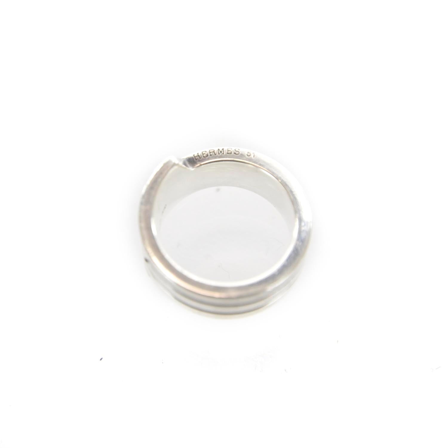 Hermes Sterling Silver Arcane H Ring 51 5.5 3 of 4