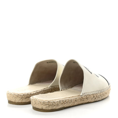 Chanel Iridescent Goatskin CC Espadrille Mules 40 Ivory Black 4 of 9