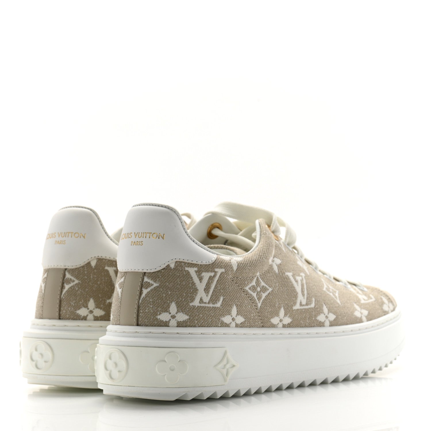 Louis Vuitton Denim Monogram Time Out Sneakers 38 Beige 4 of 8