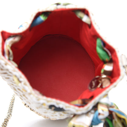 Christian Louboutin Woven Jute Crepe Satin Studded Marie Jane Bucket White Gold 5 of 8