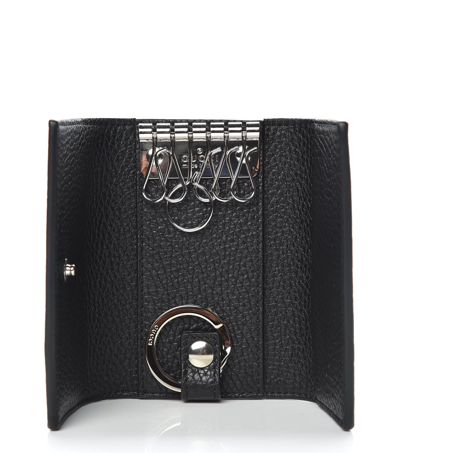 Gucci Pebbled Calfskin Dorian 6 Key Holder Case Black 5 of 7