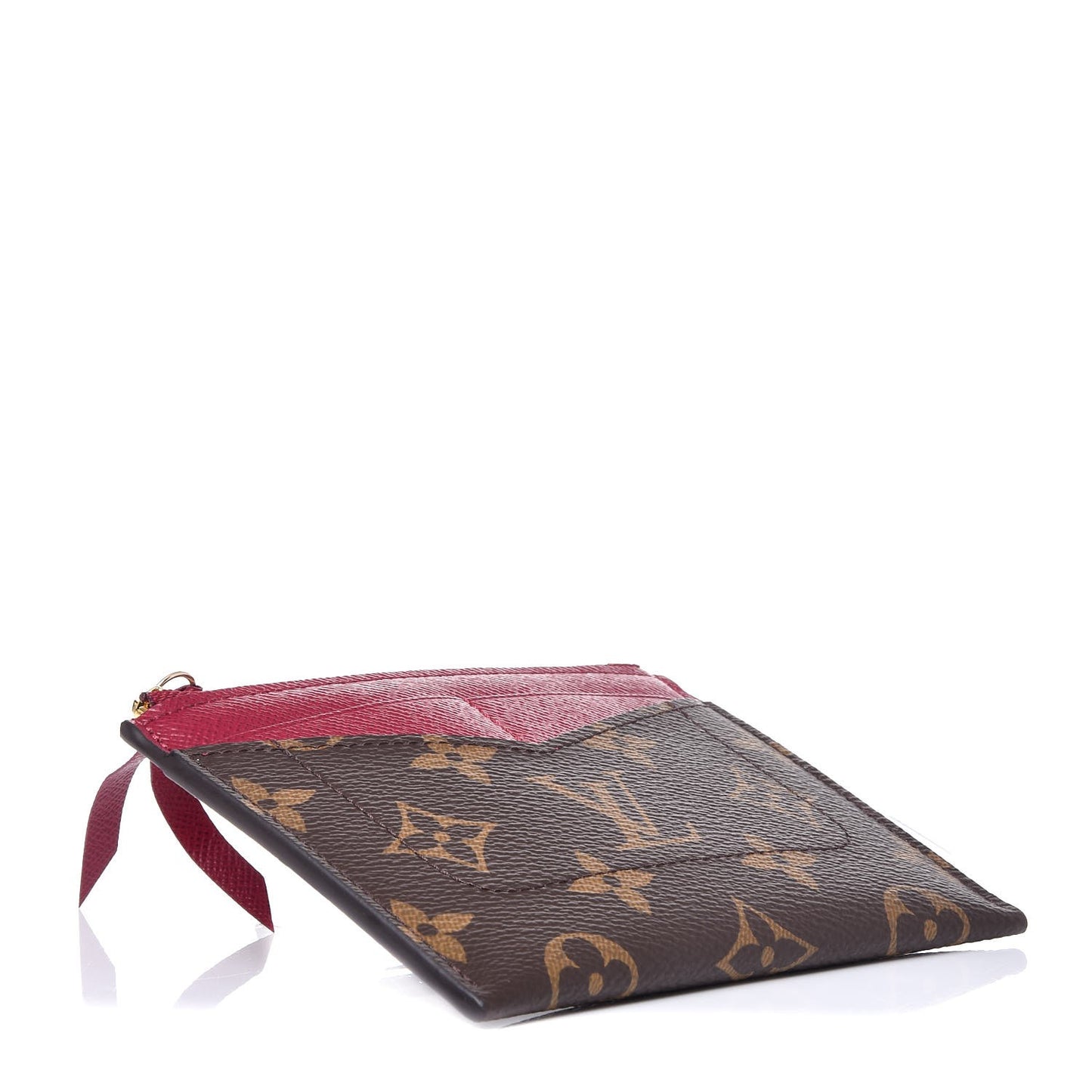 Monogram Zipped Card Holder Fuchsia