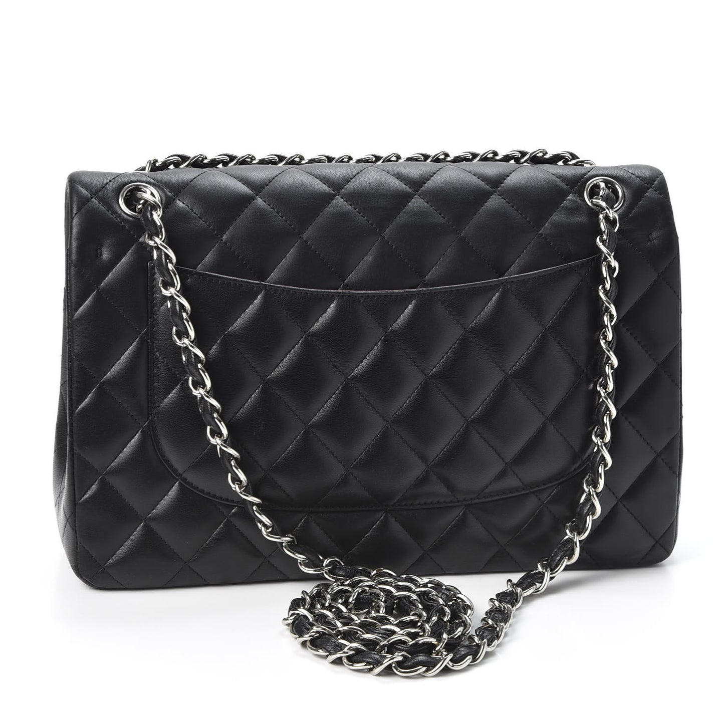 Lambskin Quilted Jumbo Double Flap Black