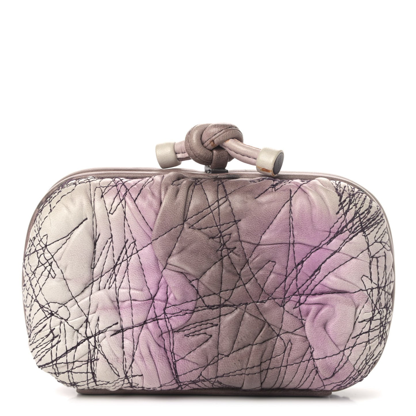 Nappa Stitched Knot Clutch Orchid