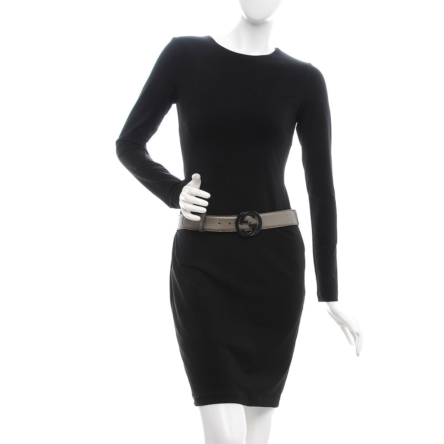 Metallic Calfskin Interlocking G 40mm Belt 85 34 Pewter