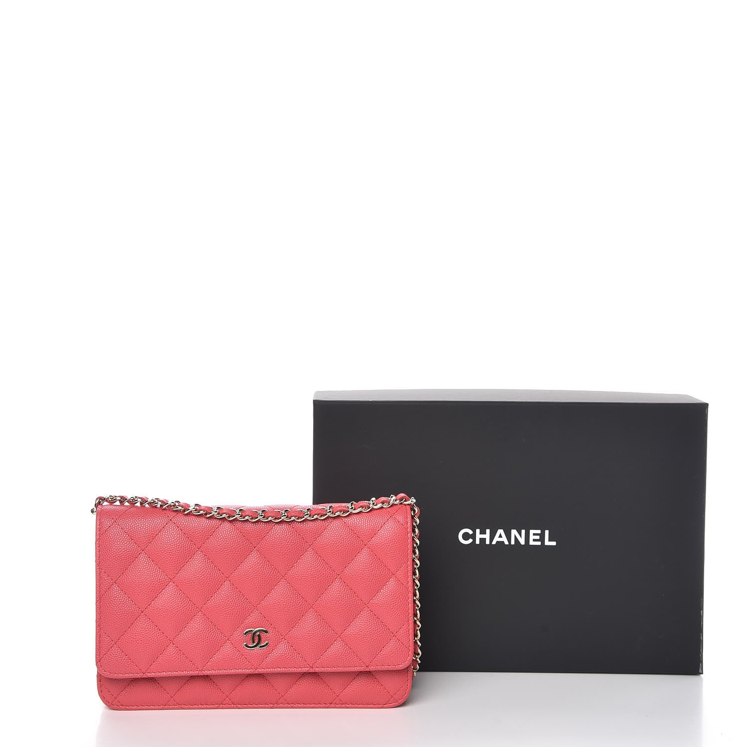Chanel Caviar Quilted Wallet On Chain WOC Dark Pink 11 of 11