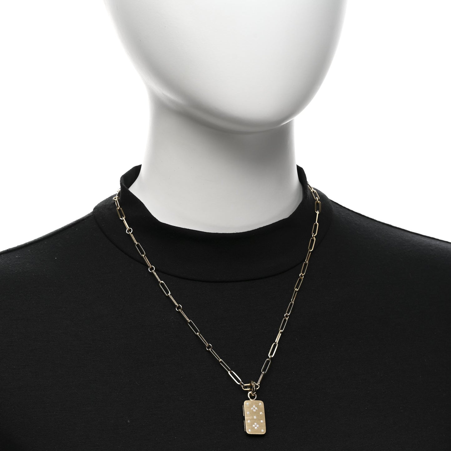 18K Yellow Gold Diamond Venetian Princess Tag Pendant Necklace
