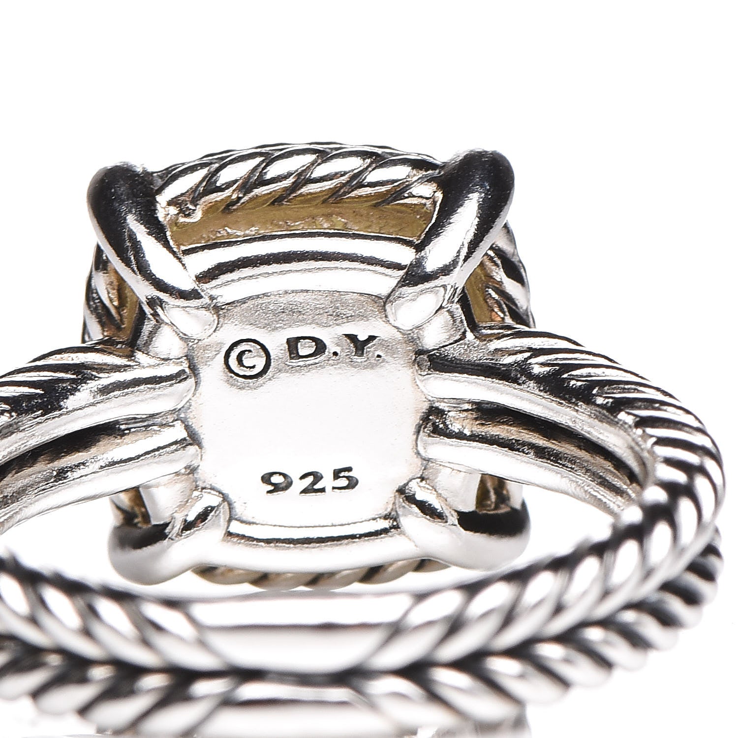 David Yurman Sterling Silver Diamond Lemon Citrine 9mm Chatelaine Pave Bezel Ring 51 5.75 5 of 6