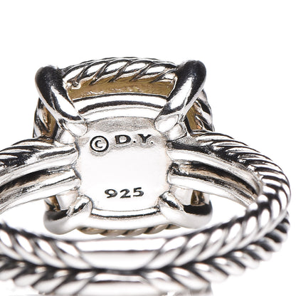 David Yurman Sterling Silver Diamond Lemon Citrine 9mm Chatelaine Pave Bezel Ring 51 5.75 5 of 6