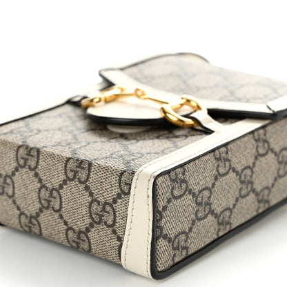 Gucci GG Supreme Monogram Azalea Calfskin Mini Horsebit 1955 Crossbody Bag Beige Ebony Mystic White 10 of 10