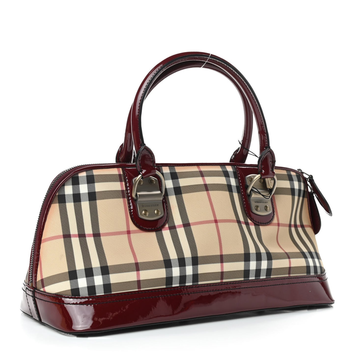 Patent House Check Shoulder Bag Red