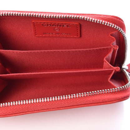 Chanel Lambskin Camellia Embossed Zip Coin Purse Red 5 of 7