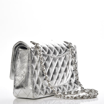 Chanel Metallic Aged Calfskin Quilted Medium Double Flap Silver 3 of 7