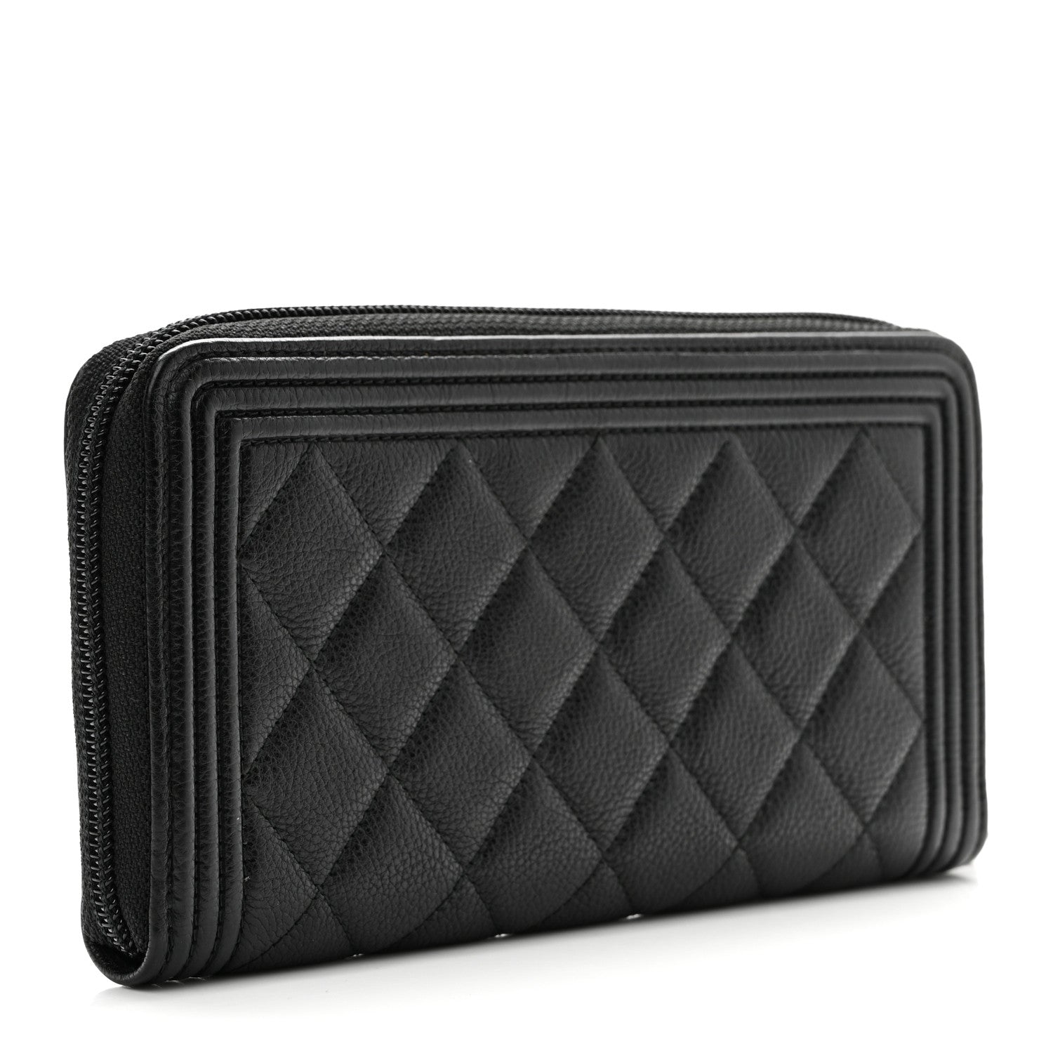 Chanel Caviar Quilted Boy Long Zip Around Wallet Black 3 of 8