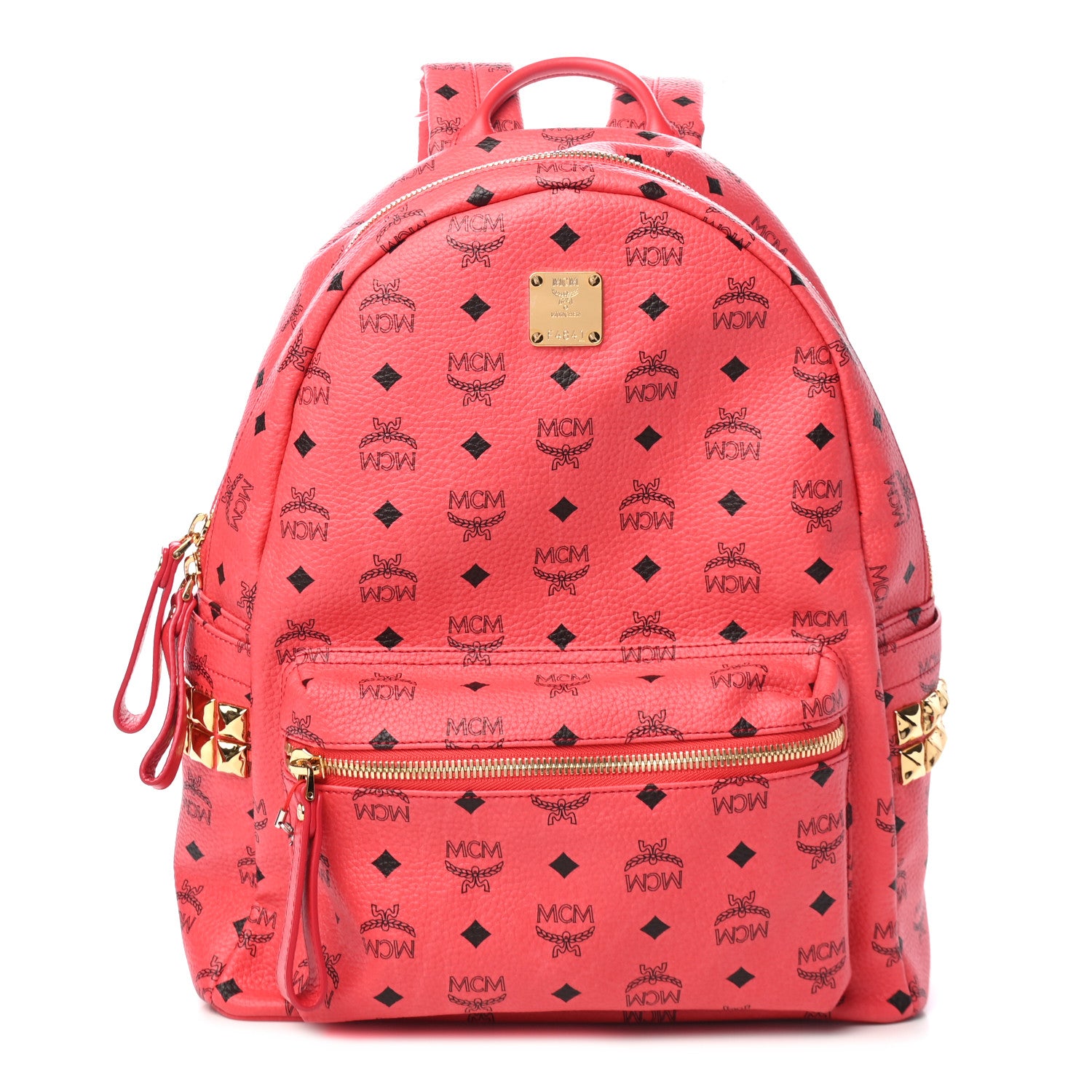 MCM Visetos Medium Side Studs Stark Backpack Corail 1 of 9