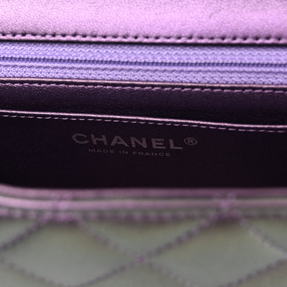 Chanel Iridescent Lambskin Quilted Mini Rectangular Flap Dark Purple 6 of 12