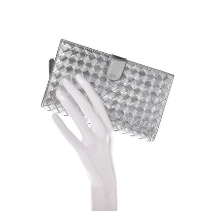 Bottega Veneta Metallic Grosgrain Intrecciato Continental Wallet Silver 2 of 8