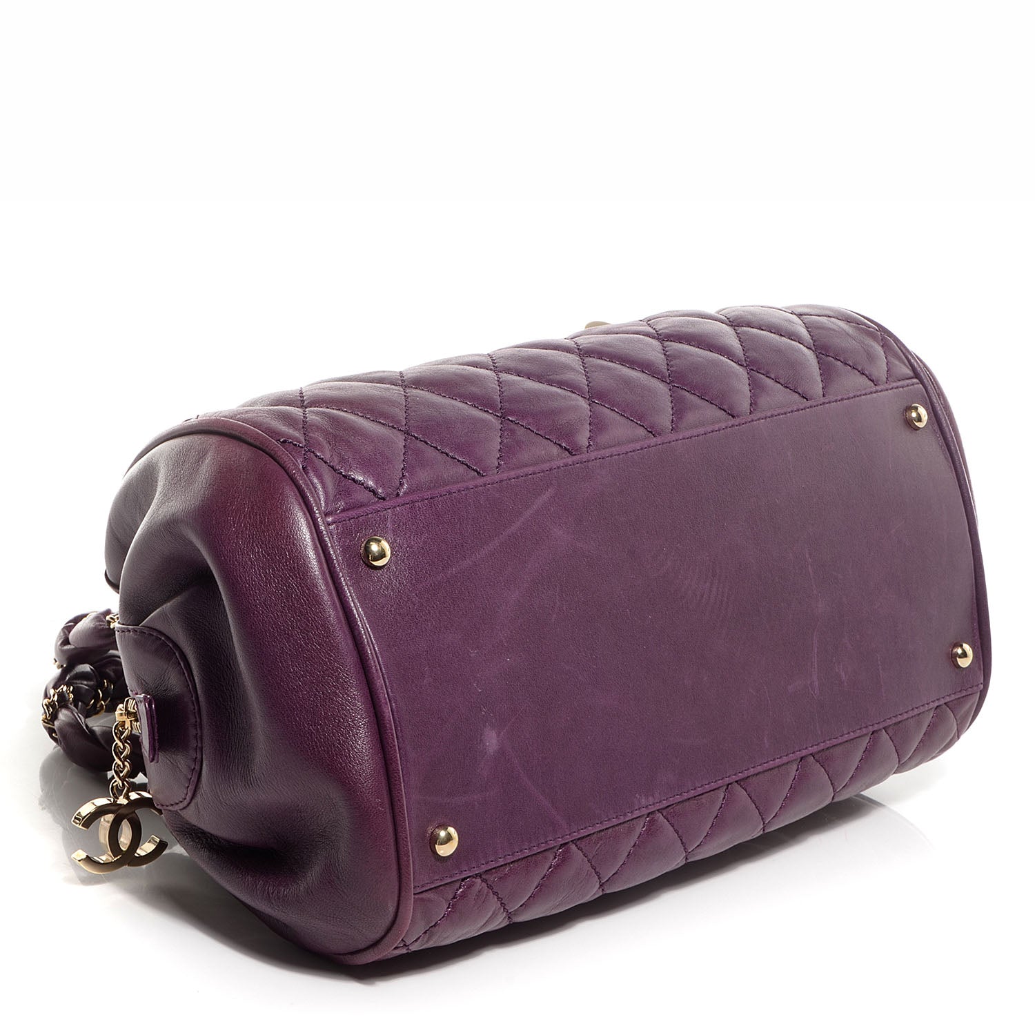 Chanel Distressed Lambskin Lady Braid Bowler Purple 5 of 8