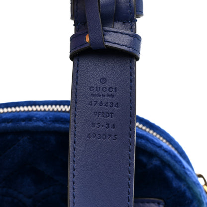 Gucci Velvet Matelasse GG Marmont Belt Bag 85 34 Cobalt Blue 9 of 15