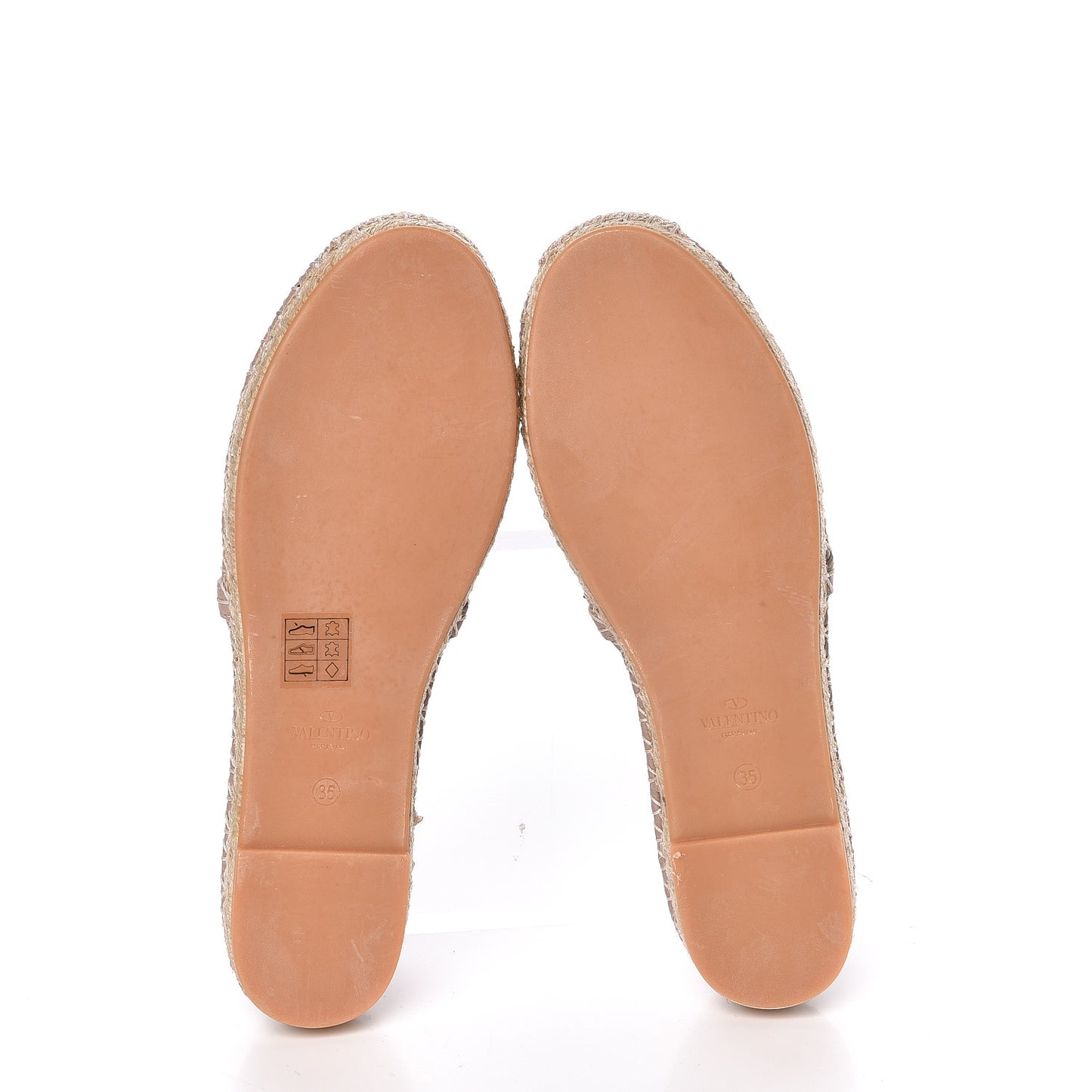 Pebbled Calfskin Rockstud Espadrilles 35 Poudre