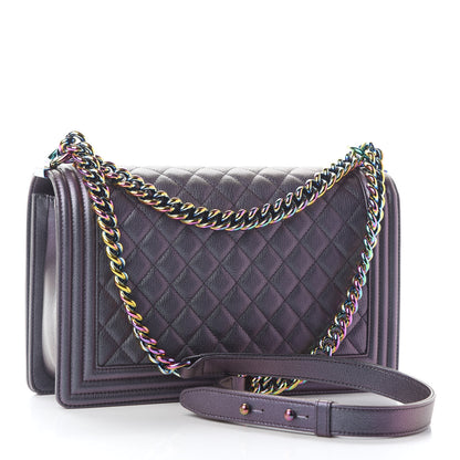 Chanel Iridescent Goatskin Quilted New Medium Boy Flap Purple 3 of 9