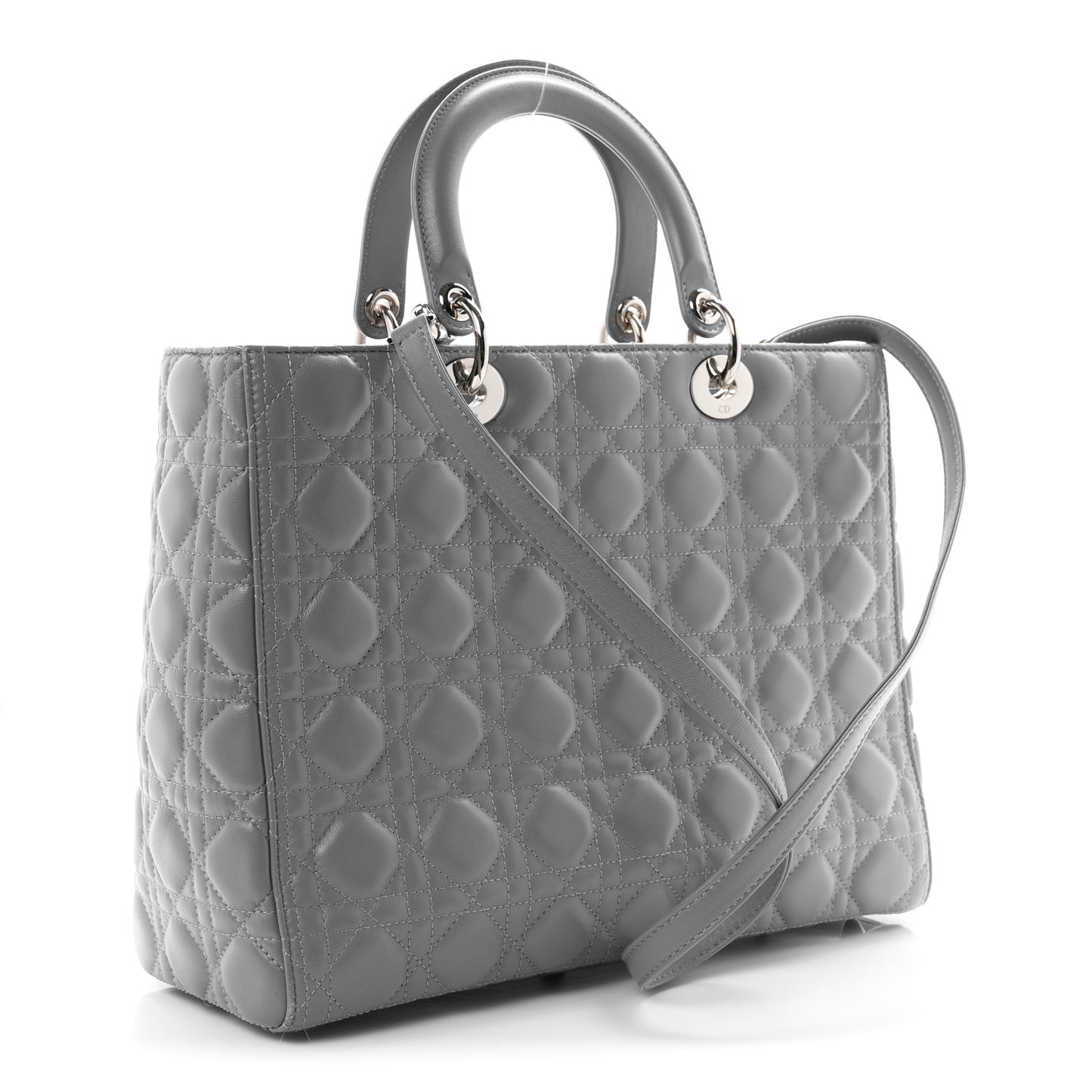 Lambskin Cannage Large Lady Dior Light Grey