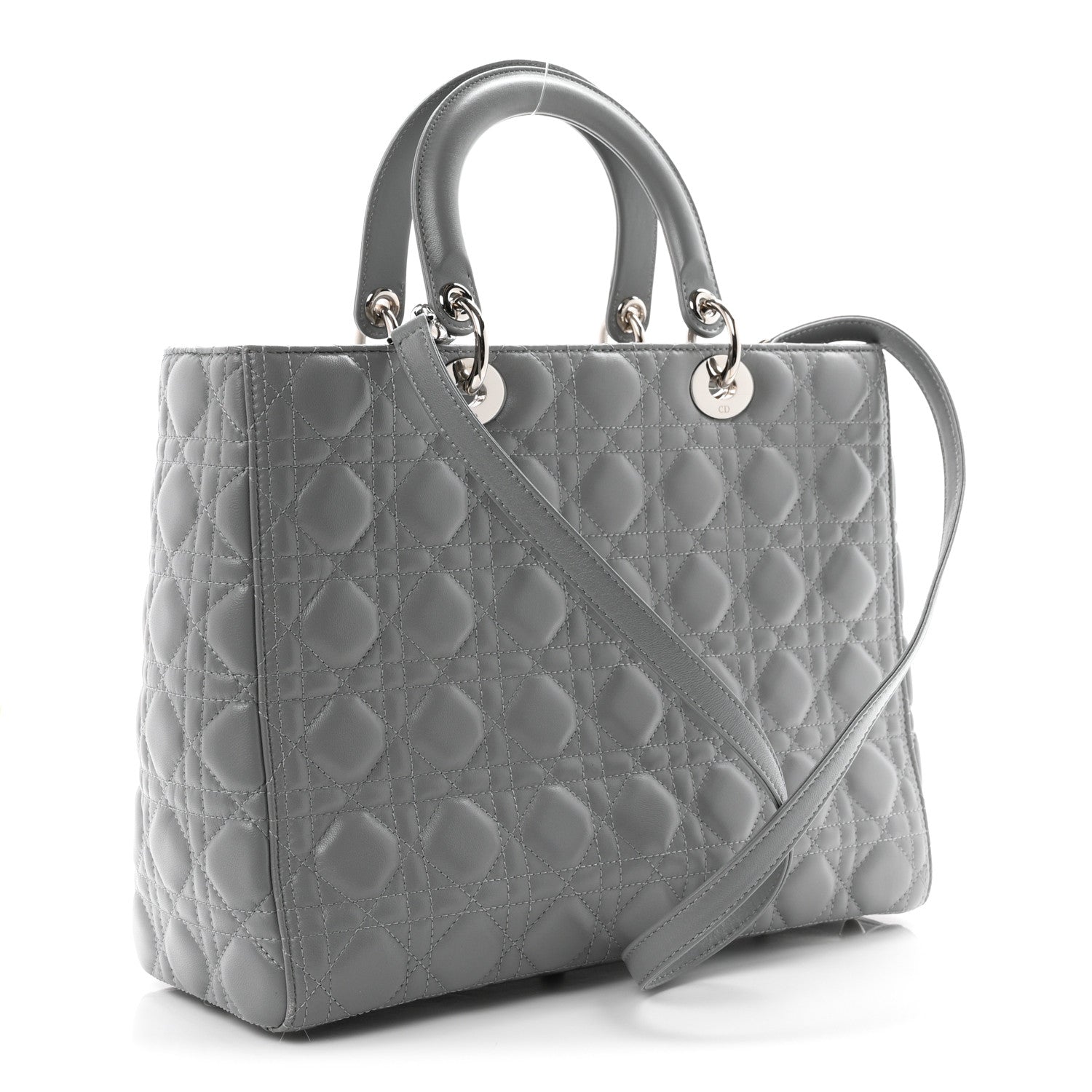 Christian Dior Lambskin Cannage Large Lady Dior Light Grey 3 of 10