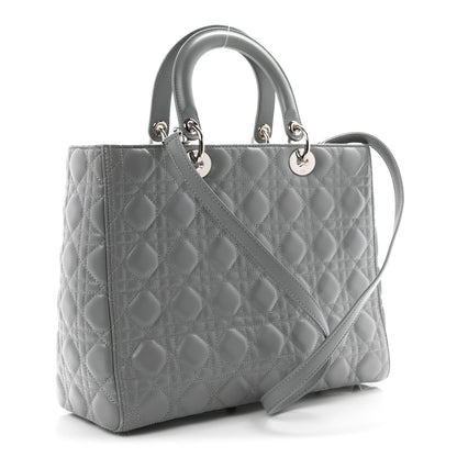 Christian Dior Lambskin Cannage Large Lady Dior Light Grey 3 of 10
