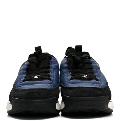 Chanel Nylon Suede Calfskin Womens Logo Sneakers 36 Dark Navy Blue 3 of 10