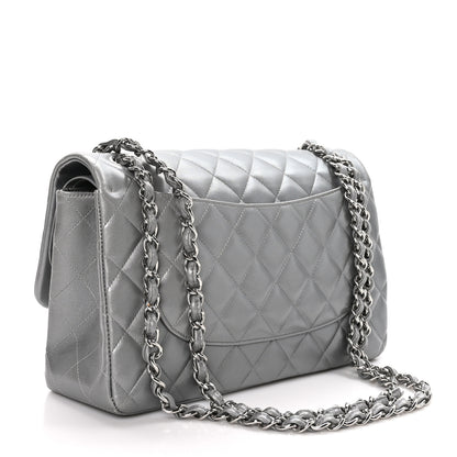 Chanel Metallic Lambskin Quilted Jumbo Double Flap Silver 3 of 10